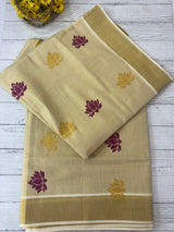 Kerala Lotus printed tissue saree - Vadamalli