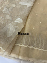 Semi organza saree with thread work - MSH910  Beige