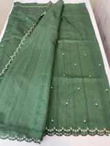 Cutwork Semi tussar saree MTSS680