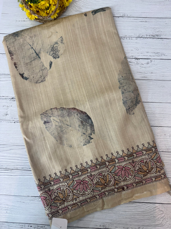Blended Tussar embroidery and digital printed saree MSTS545
