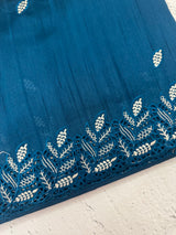 Blended tussar saree with cutwork - MSHK690 DarkTealBlue
