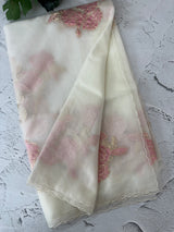Soft Organza tissue Applique work saree MSLK113