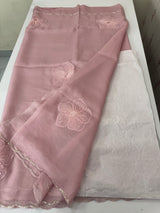 Handworked Crush Organza saree with applique work MBS676 PastelOnionPink