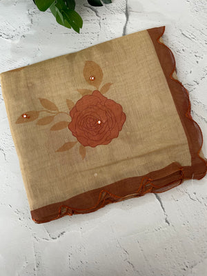 Printed Tissue silk saree with foil work MTS214