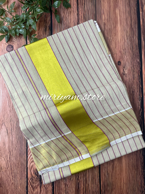 Kerala tissue saree - Magenta lines