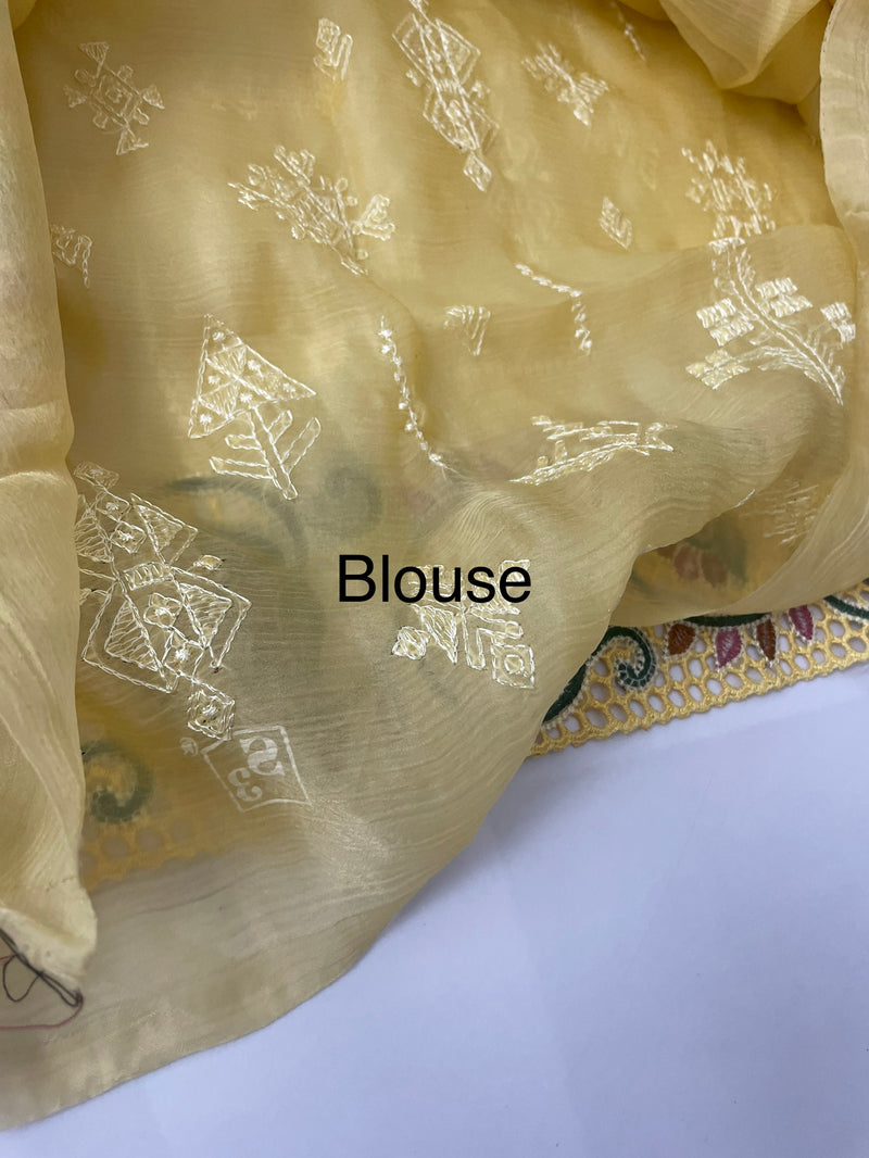 Chinnon Saree with cutwork- MCCR211 SunshineYellow