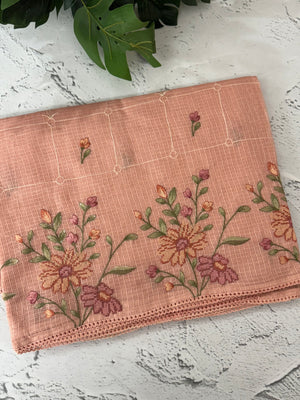 Silky kota embroidery saree MSK4333 Peach(1)