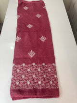 Kota checks saree with embroidery SVTS31 Pink