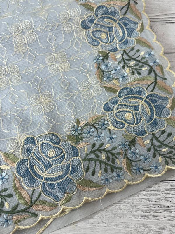 Phulkari NetKota embroidery saree - MSH126 PowderBlue