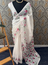 Soft kota checks saree with digital prints & embroidery - MS7123