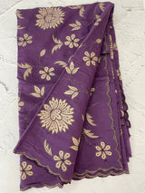 Malai chanderi saree with applique work MSM6201 Purple