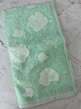 Semi organza saree with applqiue work - MSH256 AquaBlue