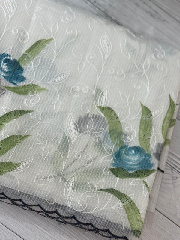 NetkKota sarees with handpainting and embroidery MS7833