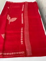 Blended Banarasi silk organza saree with zari weaving MSSA499 ChilliRed