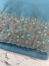 Organza saree with embroidery borders - MSH907 LightBlue