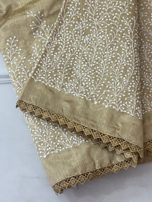 Art silk saree with embroidery SVTS17 - Chikoo