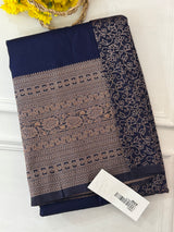 Crepe chiffon saree with brocade blouse - MS1134 DarkBlue