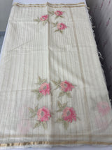Mul chanderi applique work saree  MSH7371