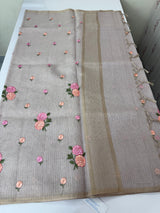 Tissue mix Soft silk saree with embroidery MS8189- Pastel DuskyLavender