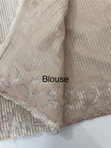 Striped Mul chanderi saree with applique borders MSH987 - Pale Mauve