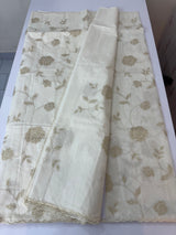 Mul chanderi tissue applique work saree  MSH115(2) - Offwhite