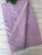 Mul chanderi saree with applique borders MSH112 Lavender