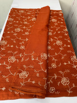 Soft kota checks saree with embroidery MSK2158 - RustOrange