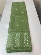 Kota checks saree with embroidery SVTS34- Green