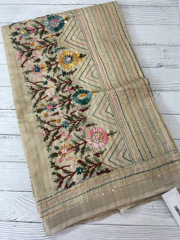Handworked Blended tussar silk saree with handworked MS90543