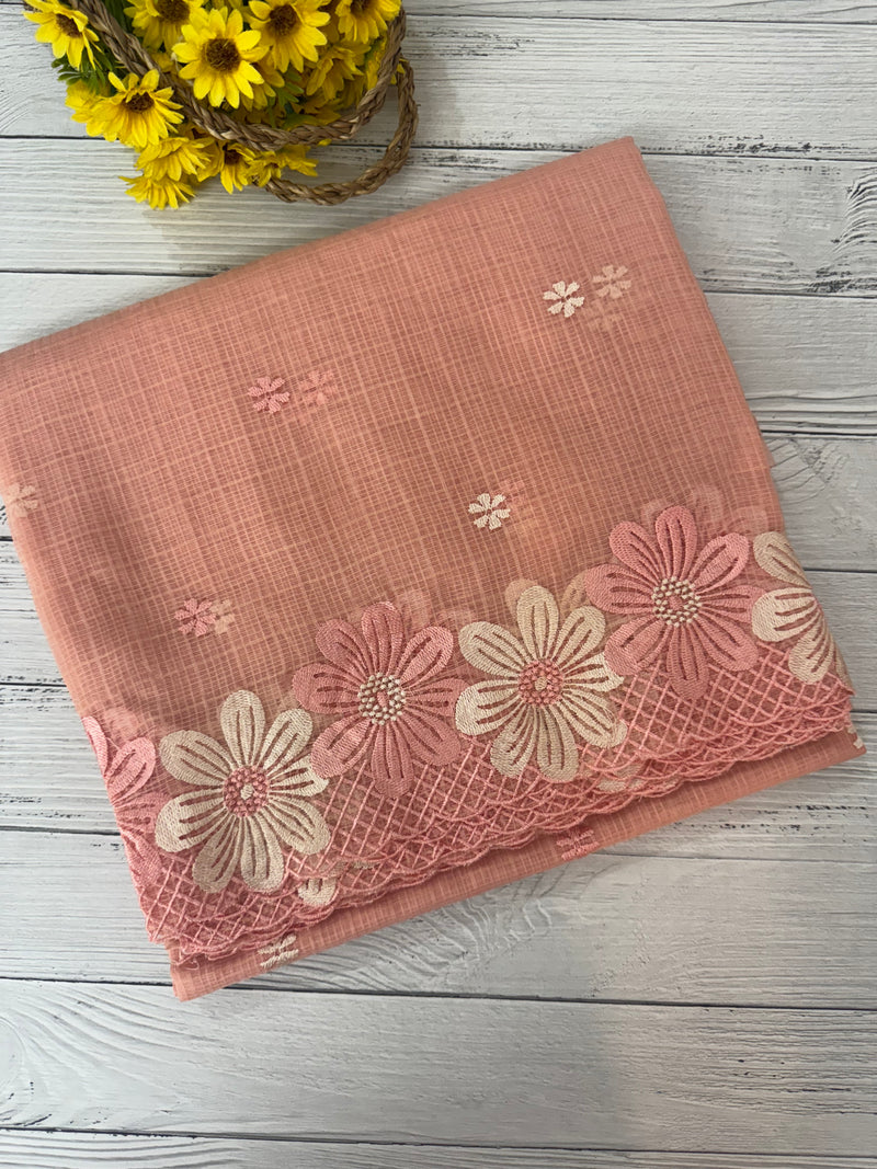 Embroid Kota silk saree MTSS689 Peach