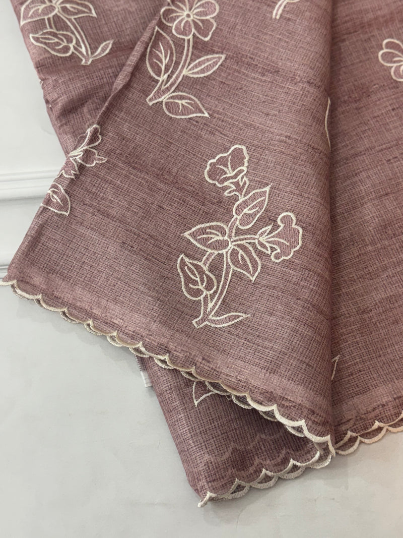 Soft kota silk saree with embroidery and scalloped border MS14983