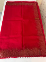 Semi Organza saree with embroidery borders - MSH296 RED