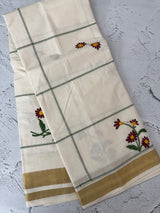 Kerala embroidery cotton saree - Poovili 3