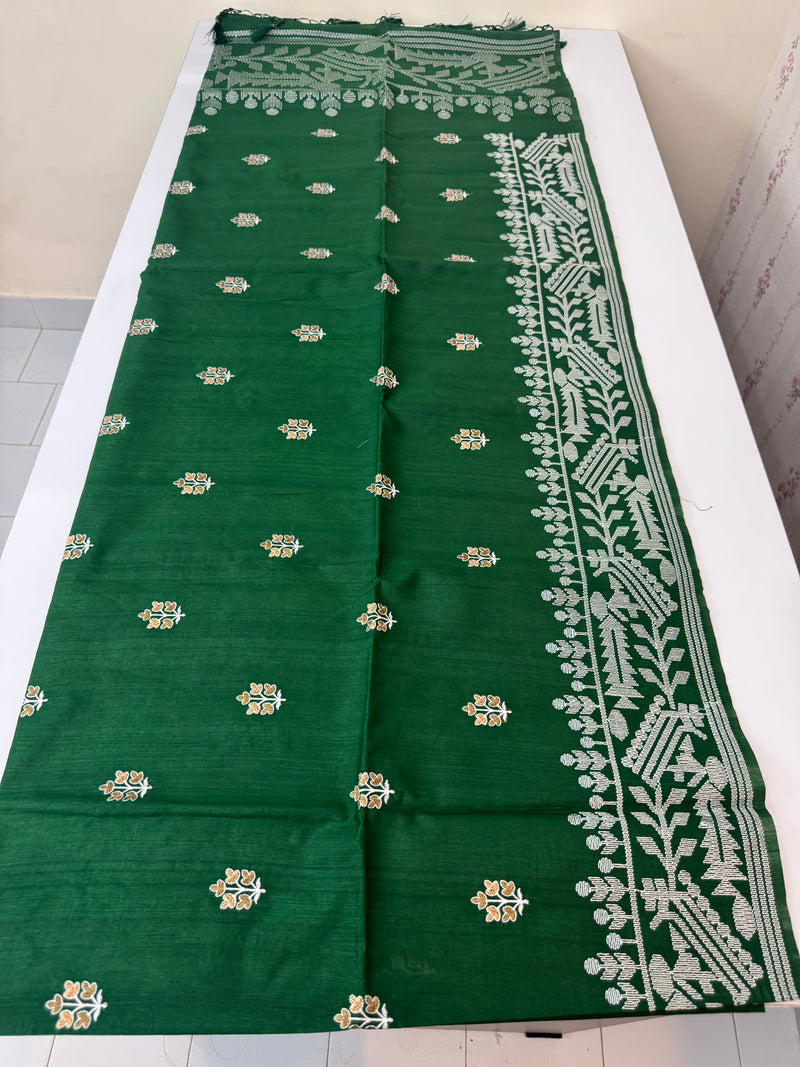 Blended tussar silk saree with embroidery- MS78911