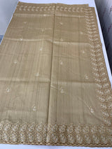 Semi tussar saree with cutwork MSHK566 Chiku