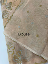 Jute Linen saree with zari & thread work MSH206 - Peach