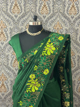 Blended tussar silk saree with embroidery - MS78911