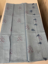 Crushed Blended tussar silk saree with  embroidery- MSB7980 PowderBlue