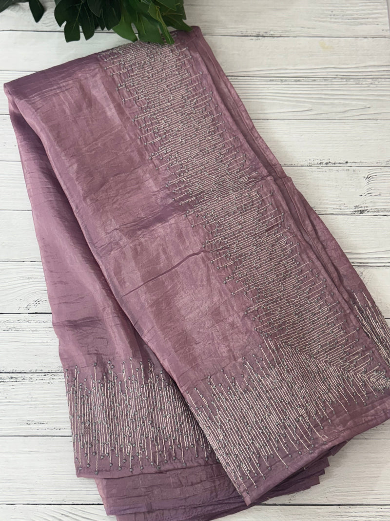 Crush Organza embroidery saree MS9740 Faded Wine
