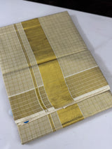 Kerala Golden tissue saree- Checks