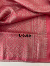 Silver zari woven soft silk saree with brocade blouse MSB5666 PeachPink