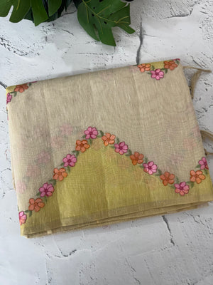Soft Jute tissue saree with embroidery MJT671