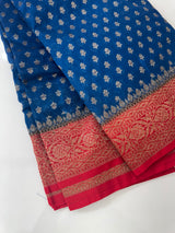 Banarasi viscose Georgette saree MKGS611- DeepSeaBlue to Red