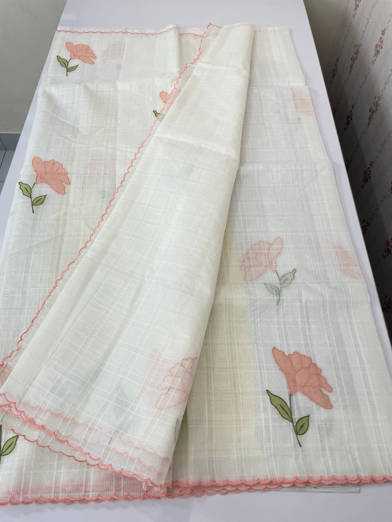 Kota silk cotton saree with applique work MS81789