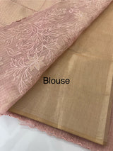 Tissue Silk applique work saree MSH120 Pastel Peachpink