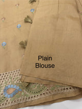 Cutwork Blended tussar saree MSH228 Chiku
