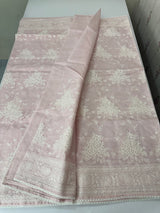 Premium Kota saree with chikankari inspired embroidery MS10303 PastelPink