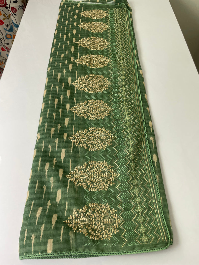 Embriodery semi soft chanderi saree MCLJ215