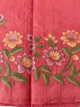 Art tussar saree with embroidery MST677