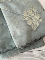 Organza saree with tissue applique work MK62 - Powder Blue